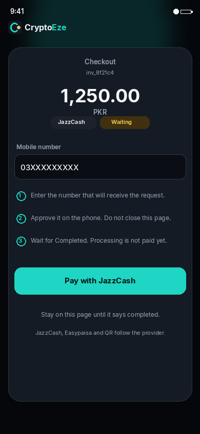Checkout on a phone